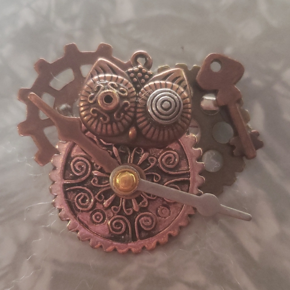 Steam Punk Owl & Gear Pin